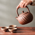 2021 Kitchen toys ceramic tea-pot rotating stripe pattern pots secondary glazing process teapot ceramic for home